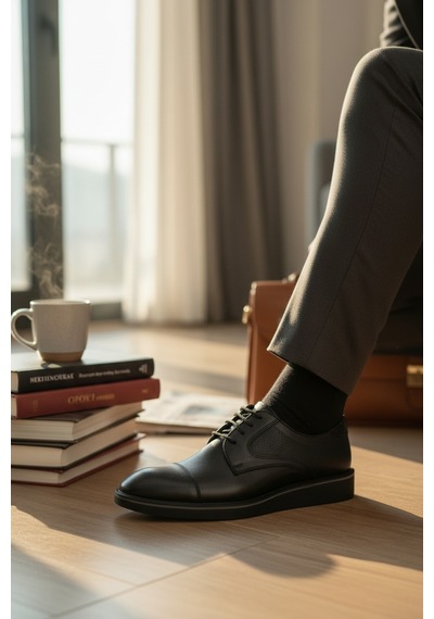 Enoch Erkek Hakiki Deri Klasik Ayakkabı Mikro Delikli Yan Panelli Ve Cap Toe Detaylı Comfort Tabanlı Bağcıklı Model Siyah Enoch Erkek Hakiki Deri Klasik Ayakkabı Mikro Delikli Yan Panelli Ve Cap Toe Detaylı Comfort Tabanlı Bağcıklı Model Siyah