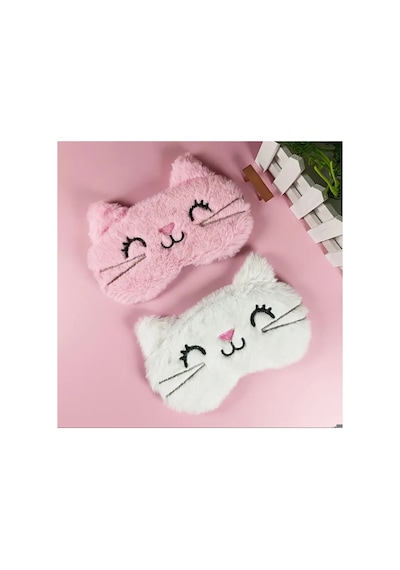 Yıwushı 1 Adet Kadınlar İçin Sevimli 3d Kedi Desenli Peluş Uyku Maskesi, Yumuşak Polar Göz Kapağı