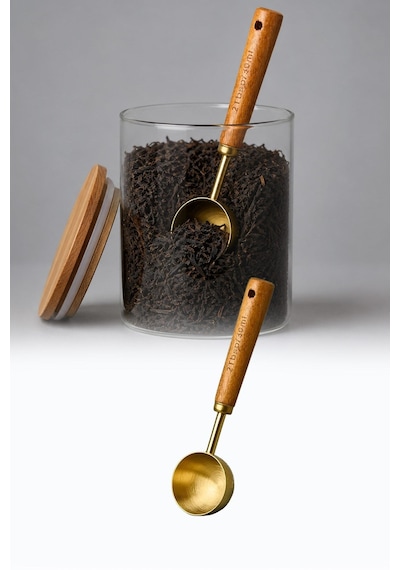 30 Ml Ahşap Saplı Gold Kahve Ölçü Kaşığı Paslanmaz Çelik Kahve Çay Mama Ölçme Kaşığı Altın