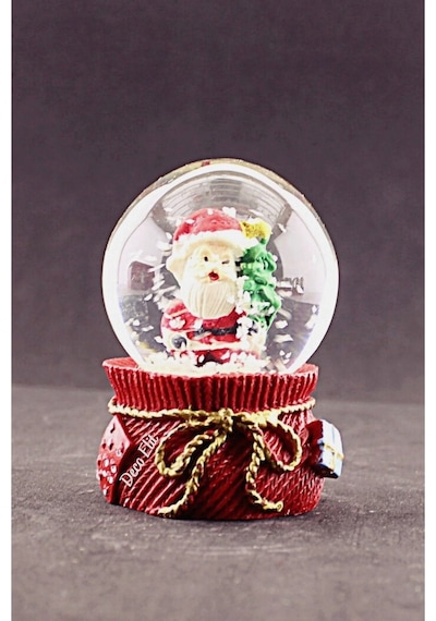 Yeni Yıl Hediyesi Dekoratif Yeni Yıl Noel Baba Ve Çam Ağacı Temalı Mini Boy Kar Küresi 6,5 Cm Kar Küresi