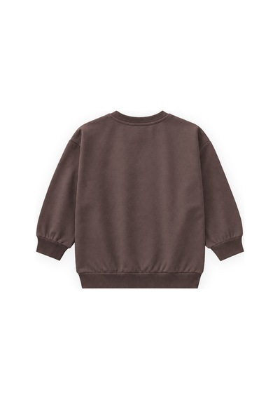 Cigit Etiket Detaylı İnce Mevsimlik Sweatshirt 2-10 Yaş Kahverengi