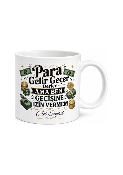 Para Biriktiren Maddiyatçılara Esprili Kupa Bardak Komik Hediye Beyaz / Çok Renkli