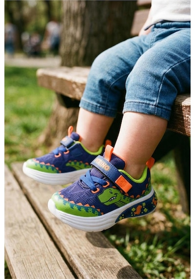 Pepino 2254 Ortopedik Erkek Bebek Saks Mavi Işıklı Rahat Sneaker