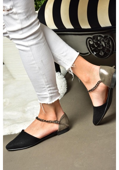 Fox Shoes Siyah/platin Kadın Babet B726024402 Siyah - Platin