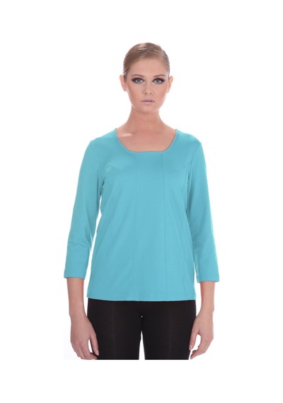 Bulalgiy Kadın Turkuaz Basic T-shirt - Bga631871 Turkuaz