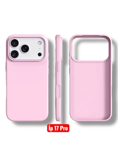 Apple Uyumlu iPhone 17 Pro Kılıf Kamera Çıkıntılı Yumuşak Silikon İçi Kadife Lansman Kapak . Pembe