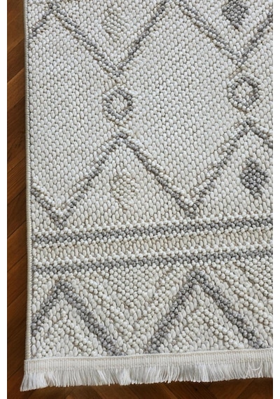 Leiva Home Monaco 0038 Krem Gri Bohem Sisal Bukle Yumuşak Özel Kesim Salon Koridor Mutfak Yolluk Saçaklı Halı 0160a-krem/gri