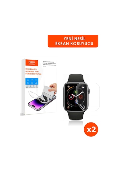Apple Watch 8 45mm 2 Adet Kırılmaz Cam Özel Kesim Hydrogel Film Şeffaf