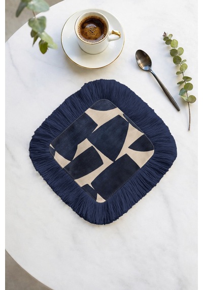 Geometrik Lüks Saçaklı Sunum Peçetesi - Soyut Modern Lacivert Krem Desenli Kahve Sunum Mendili Canlı Toprak Taş Geometrik Lüks Saçaklı Sunum Peçetesi - Soyut Modern Lacivert Krem Desenli Kahve Sunum Mendili Canlı Toprak Taş