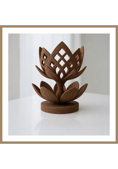 Bezos 3d Baskı Lotus Çiçeği Mumluk - Dekoratif Tealight Mumluk-kahverengi 22