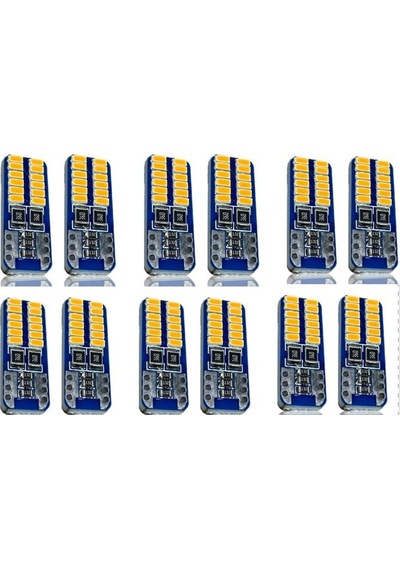 T10 Dipsiz W5w Canbus 24 Ledli Turuncu Park Plaka Ampulü 10 Adet