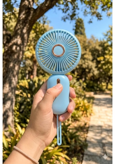 Mini Taşınabilir Fan Type-c Şarjlı El Vantilatörü Mavi Fn-65