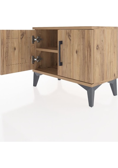 Arges Komodin Tek Raflı 2 Kapaklı 60x30x48 Çam-çam Çam