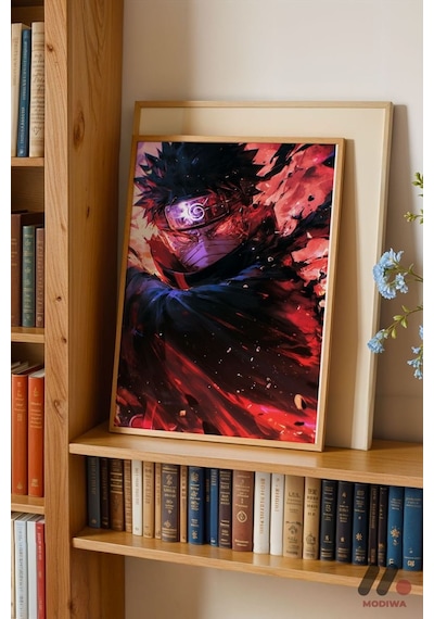 Naruto Obito Anime Poster, Ahşap Çerçeveli Duvar Tablosu - Anime Severlere Özel Hediye