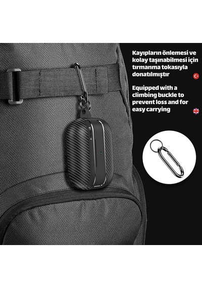 Airpods Pro 3. Nesil Uyumlu Karbon Fiber Hybrid Polymer Technology Premium Kulaklık Kılıfı Siyah