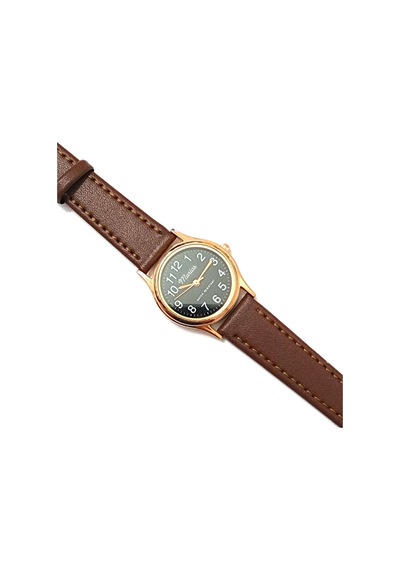 Retro Kadın Deri Kol Saati, Minimal Tasarım, Rose Gold Renk, Vintage Tasarım, Kahverengi Siyah Altın