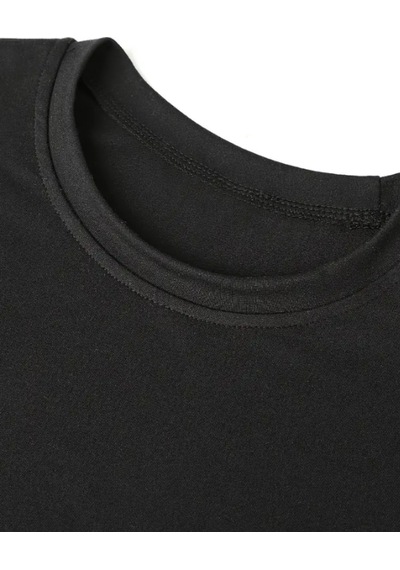 Cool Tarz Kadın %100 Organik Pamuk Oversize Yuvarlak Yakalı Siyah T-shirt Siyah Siyah