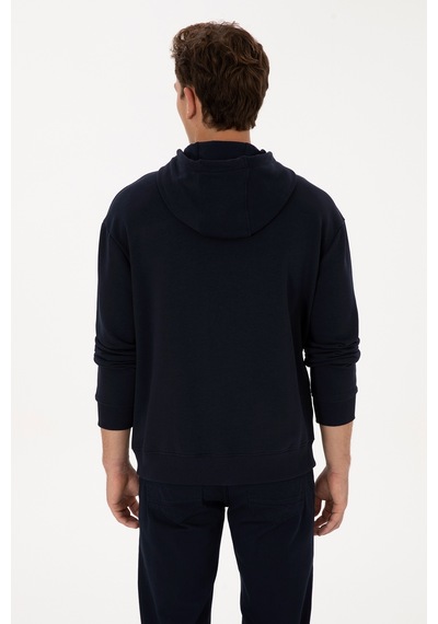 U.S. Polo Assn. Erkek Comfort Fit Kapüşonlu Lacivert Basic Sweatshirt 50313746-VR033