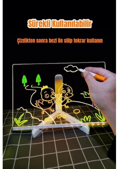 12 Inc Led Işıklı Çizim Tahtası Ayarlanabilir Stant Ve Kalemleri Çizim Tahtası 30x20 5131 4160980