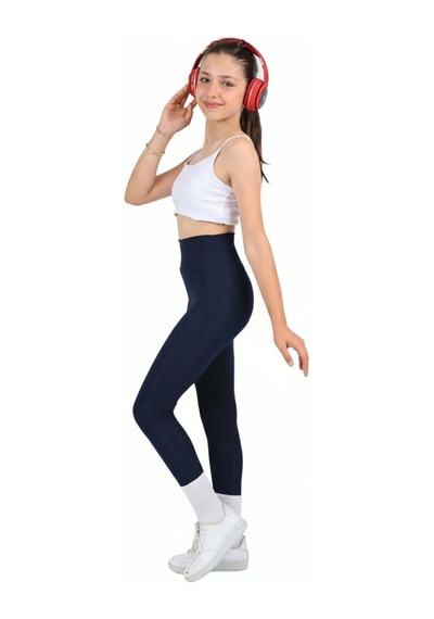 Erdem Kıds Kız Çocuk Okul Yüksek Bel, Koşu, Yürüyüş, Casual, Spor, Atletik, Egzersiz, Fittness Tayt Lacivert Lacivert
