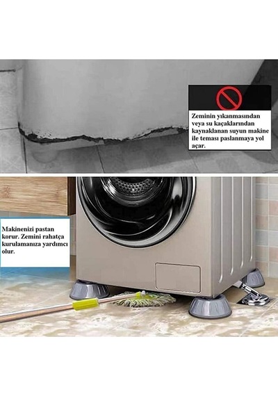 Çamaşır Makinesi Ayağı Titreşim Gürültü Hareket Önleyici Mobilya Yükseltici Ayak 4 Adet Çok Renkli