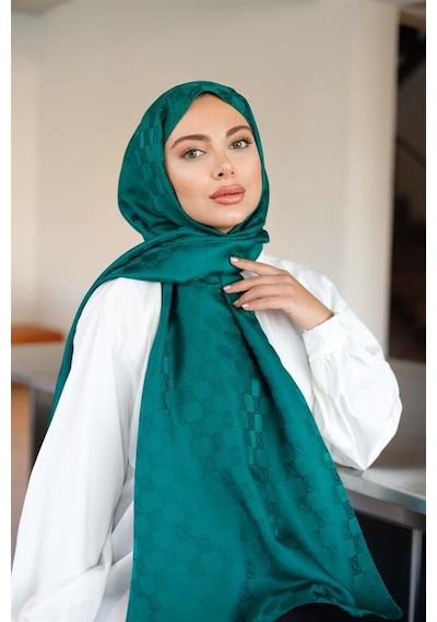 Dama Desen Şal Zümrüt Çok Renkli
