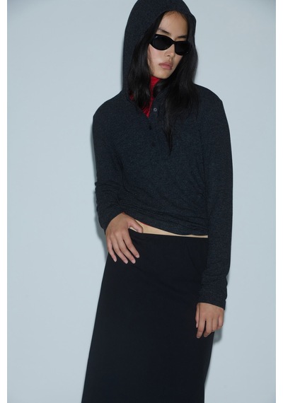 Suud Collection Füme Luca Kapüşonlu Örme Bluz