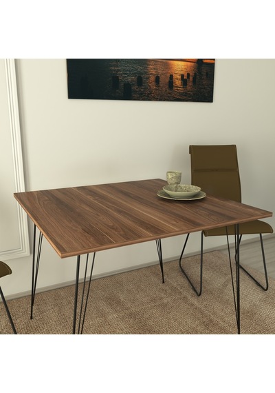 Pasific Home Sandalf Metal Ayaklı Mutfak Masası Kare 90x90 Ceviz