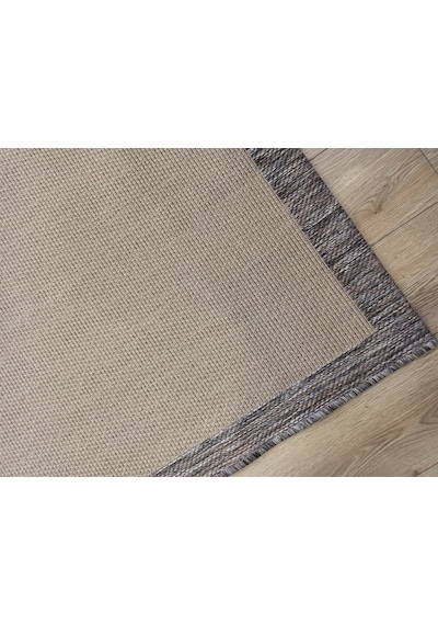 Çam Halı Sisal 9709 Bej / Gri Bordürlü Jüt Sisal Kilim - 80x300
