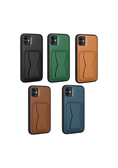 Apple Uyumlu iPhone 11 Kartlıklı Standlı Pu Deri Bth Memo Kılıf-siyah