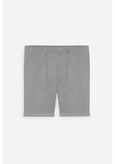 AC&Co / Altınyıldız Classics Erkek Grı Slim Fit Dar Kesim Beli Bağlamalı Gofre Desenli Yan Cepli Şort Gri