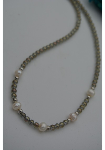 Stoneage Kristal Ve Gerçek Inci Kolye Çok Renkli