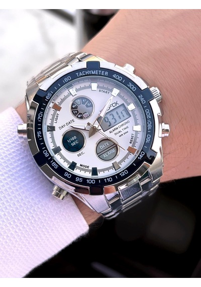 Joefox Çelik Kordon Dijital Ve Analog 2 Yıl Garantili 3 Atm Suya Dayanıklı Erkek Kol Saati Joe.cl06 Gümüş