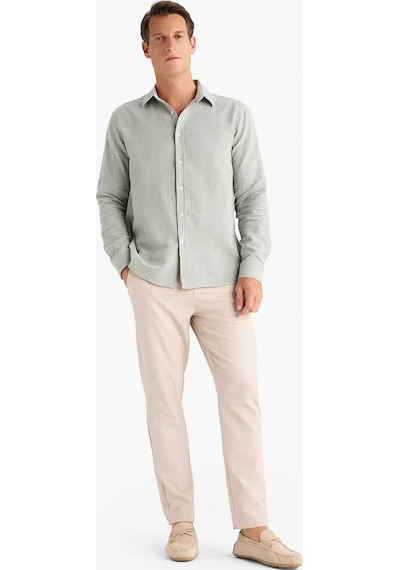 DeFacto %100 Pamuk Regular Fit İnce Kumaş Polo Yaka Uzun Kollu Gömlek D7394AX25SPKH499