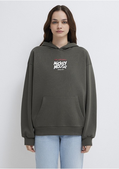 Mavi - Mickey Mouse Sırt Baskılı Haki Sweatshirt 1s10521-71553 Yeşil