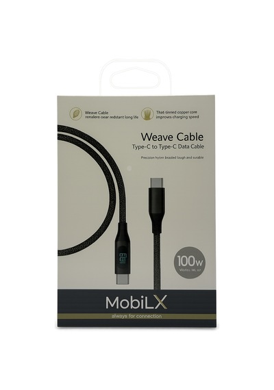 Mobilx 100w Type-c To Type-c Örgülü Şarj Ve Data Kablosu Model: Mu-07 Dijital Ekranlı