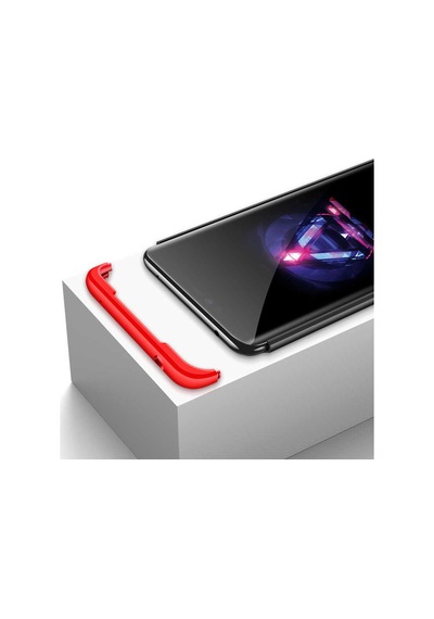 Noktaks - Huawei Mate 20 Pro Uyumlu Kılıf Parmak İzi Tutmayan Alt Üst Geçmeli 3 Parça Ays Kapak - Kırmızı - T6666