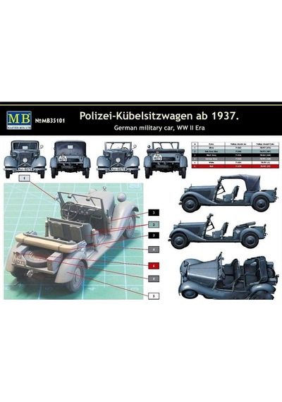 Masterbox 35101 1/35 Ölçek, Polizei-kuebelsitzwagen Ab 1937, German-48926