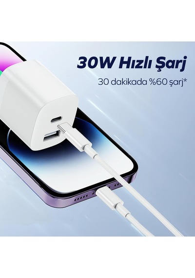 Woyax by Deji Gan 33 W Type-C PD - USB Type-C Hızlı Şarj Kablosu Ve Adaptörü 1.2 M