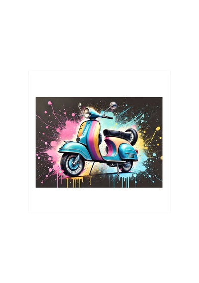 Neon Renkli Vespa Mdf Tablo