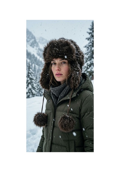 Emybox Rus Şapkası Kadın Ushanka Kürk Kalpak - Soğuk Geçirmez Kulaklı Ponponlu Kışlık Şapka Kahverengi