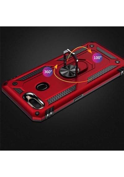 Oppo A12 Kılıf Zore Vega Yüzüklü Standlı Zırh Kılıf