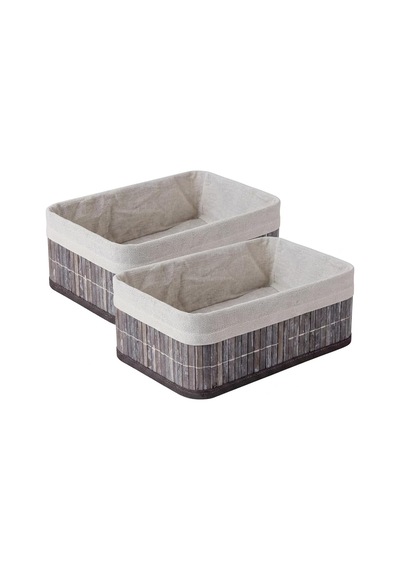 Tr Bambu Çok Amaçlı Saklama Kutusu Düzenleyici Büyük Boy Organizer, Dekoratif Bambu Düzenleyici Gri 33x23x12cm Diğer