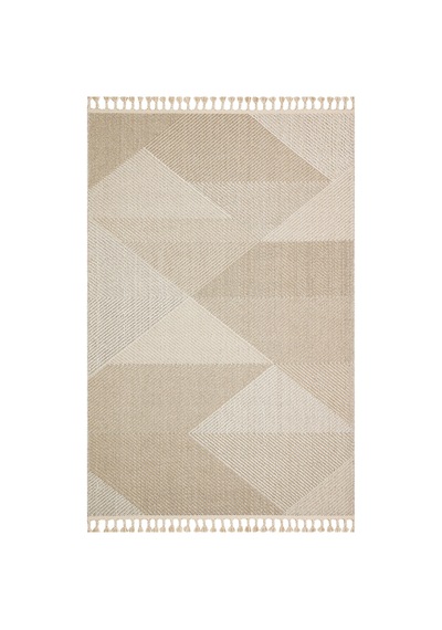 Loft Lf08 Geometrik Desenli Bej Modern Salon Halısı Hav Toz Vermez