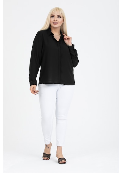 Pera Moda Jessica Büyük Beden Gömlek Siyah