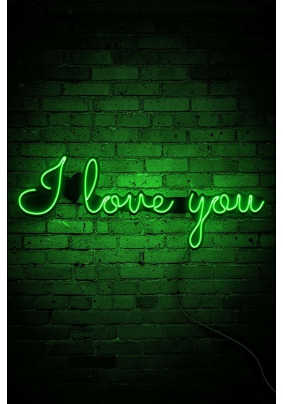 I Love You Neon Led Duvar Aydınlatması & Dekoru & Gece Lambası Yeşil Yeşil