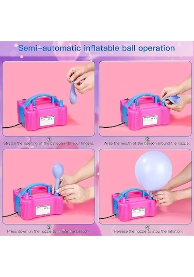 Elektrikli Balon Şişirme Makinesi Pembe