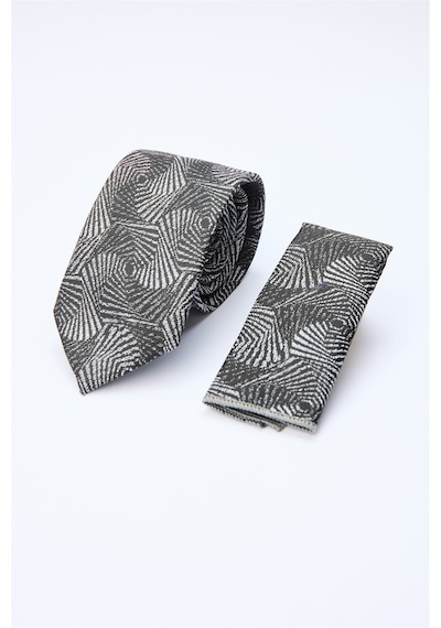 İmza Siyah-gri Desenli 7 Cm Kravat 1090260123 Siyah - Gri