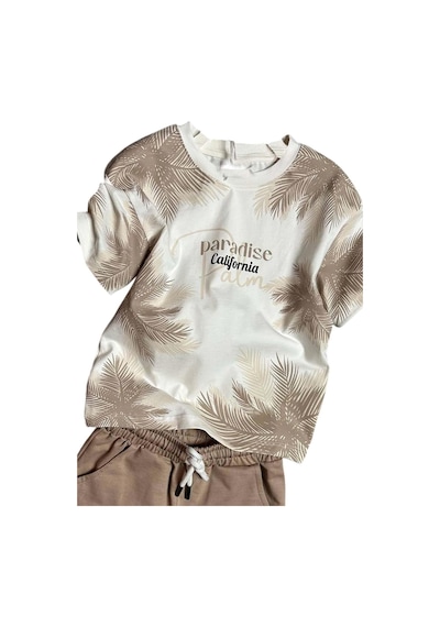 Riccotarz Erkek Çocuk Üzeri Palmiye Detaylı Ve Paradise California Baskılı T-shirt Bej Şortlu Takım Bej Riccotarz Erkek Çocuk Üzeri Palmiye Detaylı Ve Paradise California Baskılı T-shirt Bej Şortlu Takım Bej