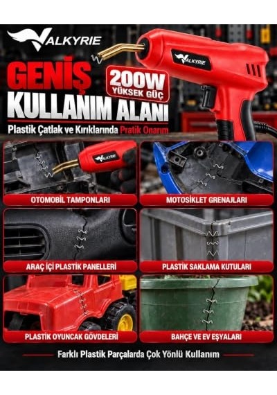 Valkyrie 200w Plastik Kaynak Makinesi 1000 Zımba Uçlu Çantalı Tamir Seti Düzleştirme Başlıklı
